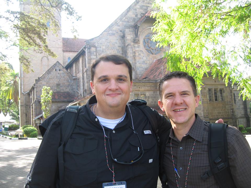David Hanke and Patrick Ware (Rector of Winchester Anglican Church) outside All  Saints Cathedral Nairobi